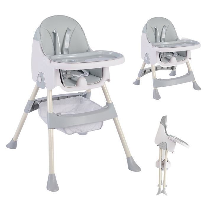 K IKIDO Baby Kinderstoel, Opvouwbare Stoel, Verstelbare Kinderstoel, Van 6 maanden tot 3 jaar (15 kg) - Grijs