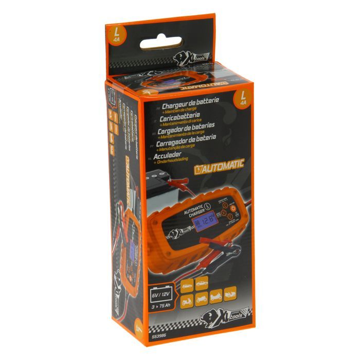Automatisches Batterieladegerät 6V/12V - 4A - XL PERFORM TOOLS - Erhaltungsladefunktion - für 3- und 75-Ah-Batterien