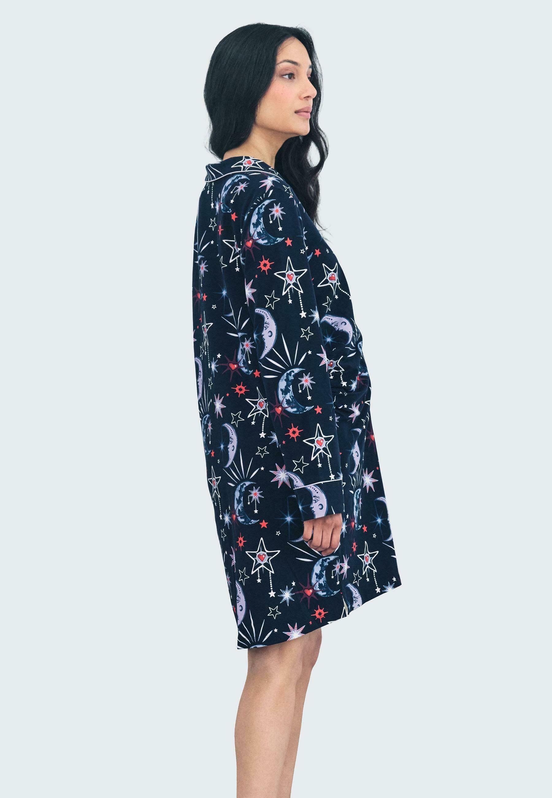 Camicia da notte premaman Chelsea Peers con stampa lunare - blu scuro