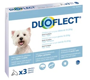 CEVA Duoflect antiparasitário para cães e gatos, 3 pipetas para cães, 1020 kg