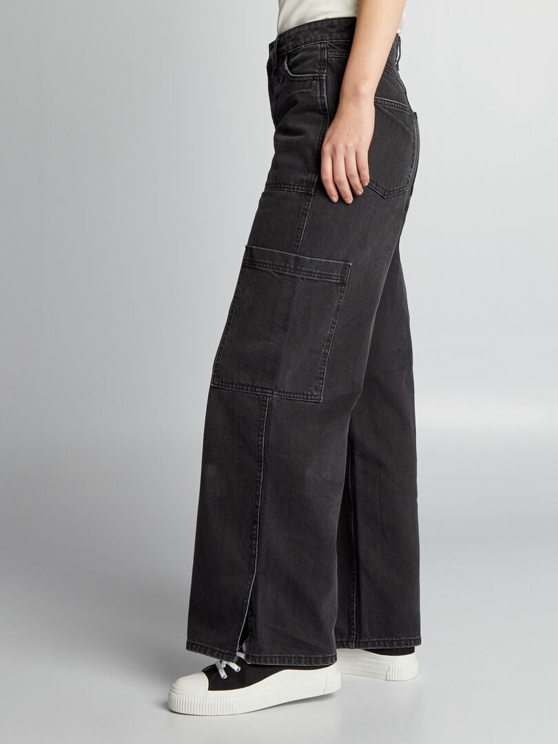 Proste jeansy multi-pocket - CZARNE