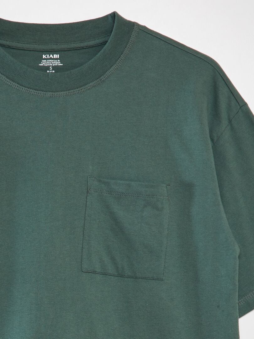 Camiseta folgada de cor sólida - VERDE