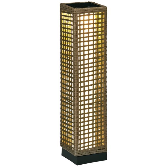 Outsunny outdoor solar floor lamp - with light sensor - modern style - waterproof - made of woven resin - 69 cm - sand