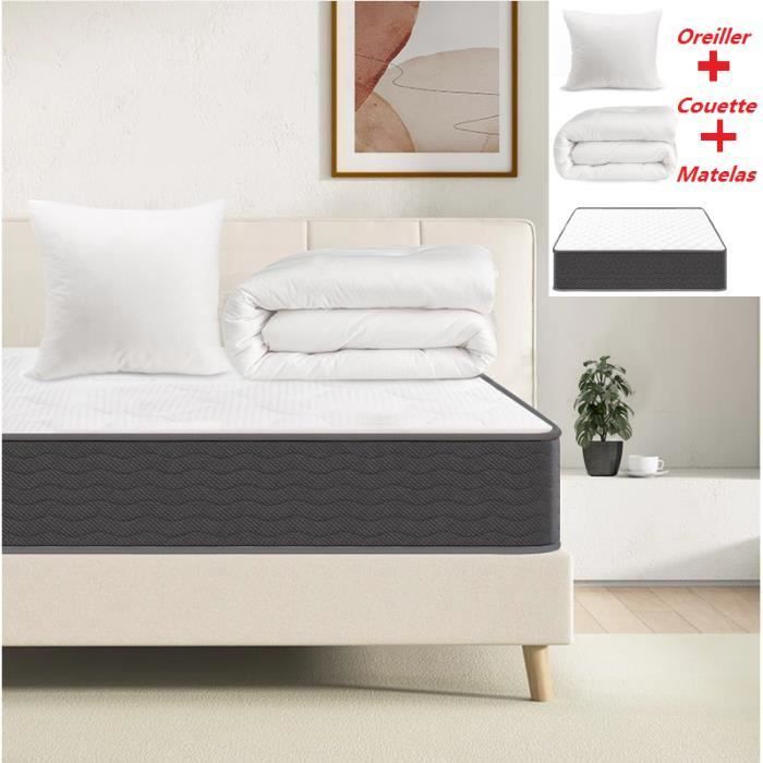 Conjunto de colchão, edredom e travesseiro - IZTOSS - Espuma viscoelástica - 90x190 cm - Firme - Hipoalergênico