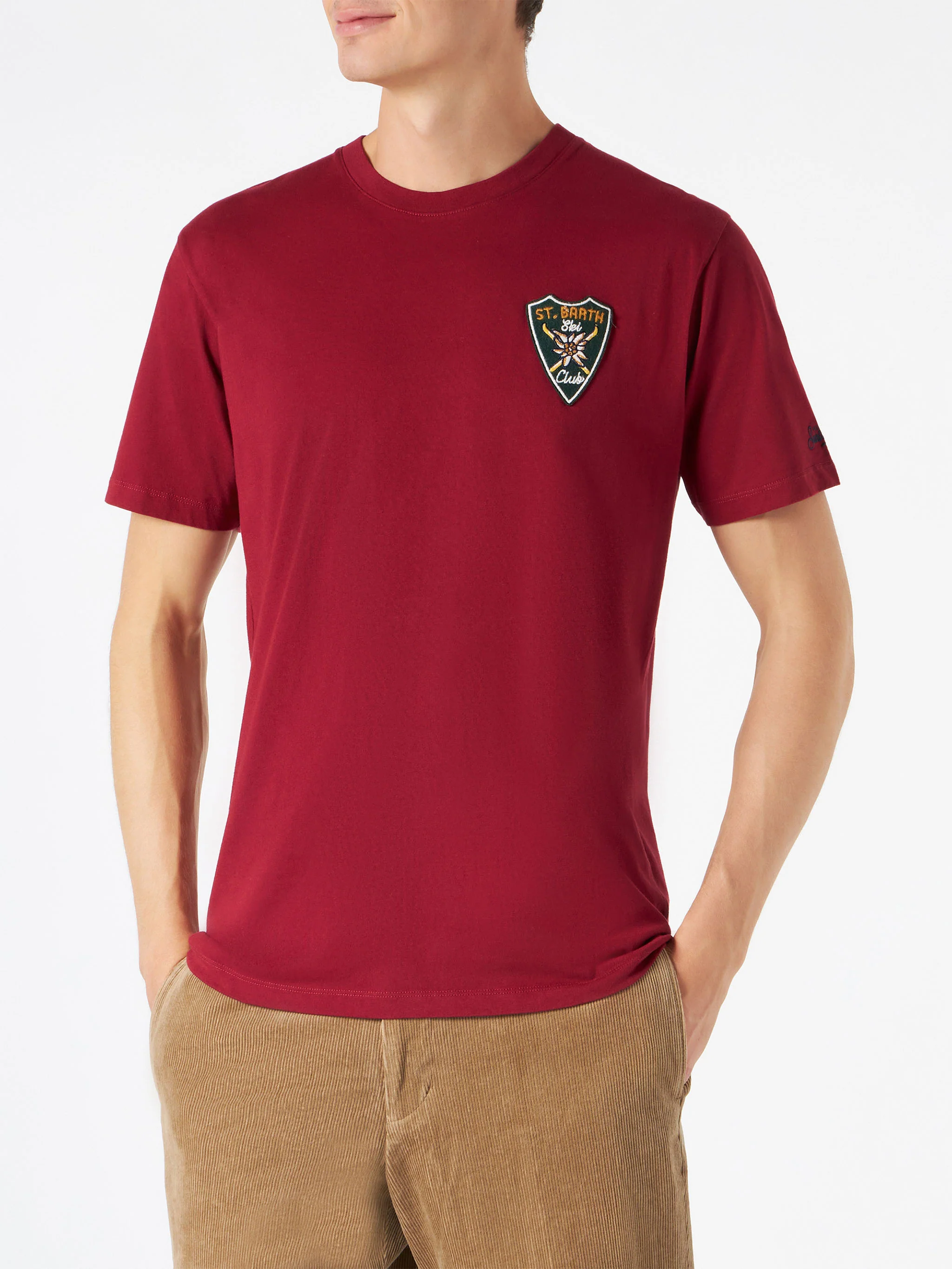 T-shirt imprimé bordeaux pour homme