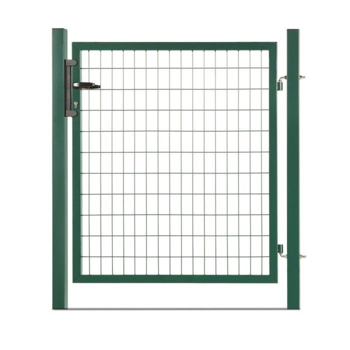 Puerta de malla de acero galvanizado, malla de 100 x 50 mm, 1,20 m x 1,50 m, verde.