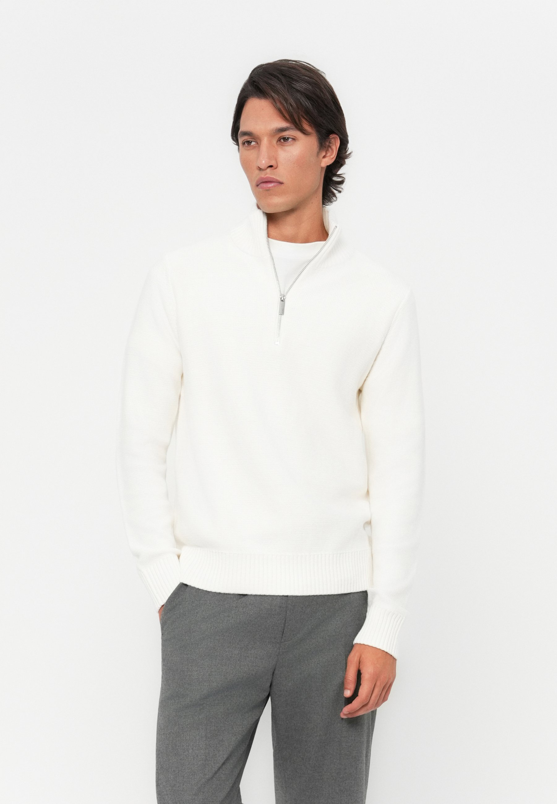 Selected Homme SLHAXEL HALF ZIP - Jumper - egret