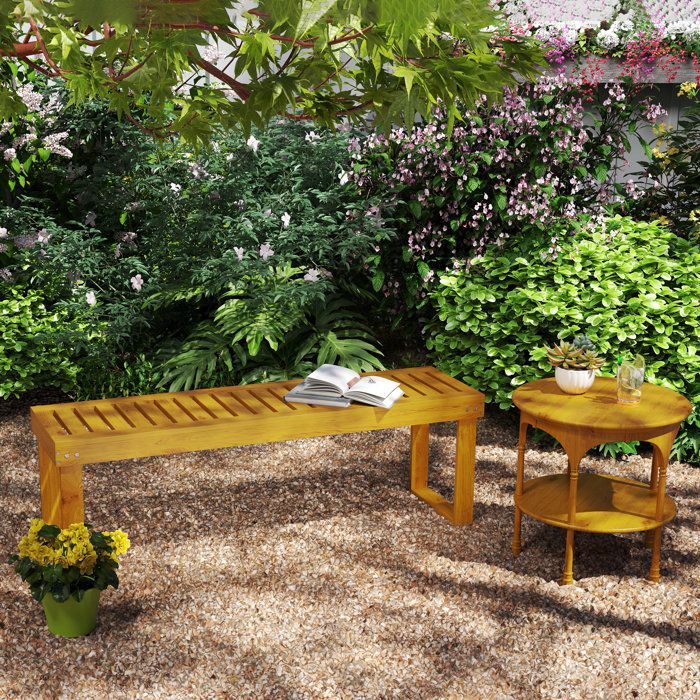 Tuinbank - Outsunny - 2-zits - lattenzitting - grenenhout - 132 x 34 x 43 cm - naturel hout