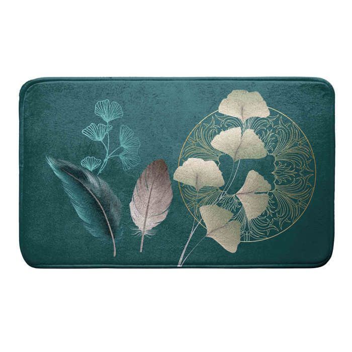Ginko blue microfiber bath mat