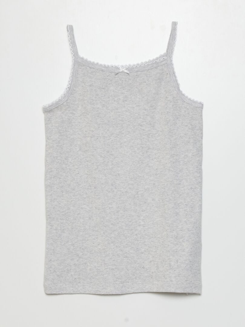Conjunto de 3 regatas de malha pointelle - CINZA