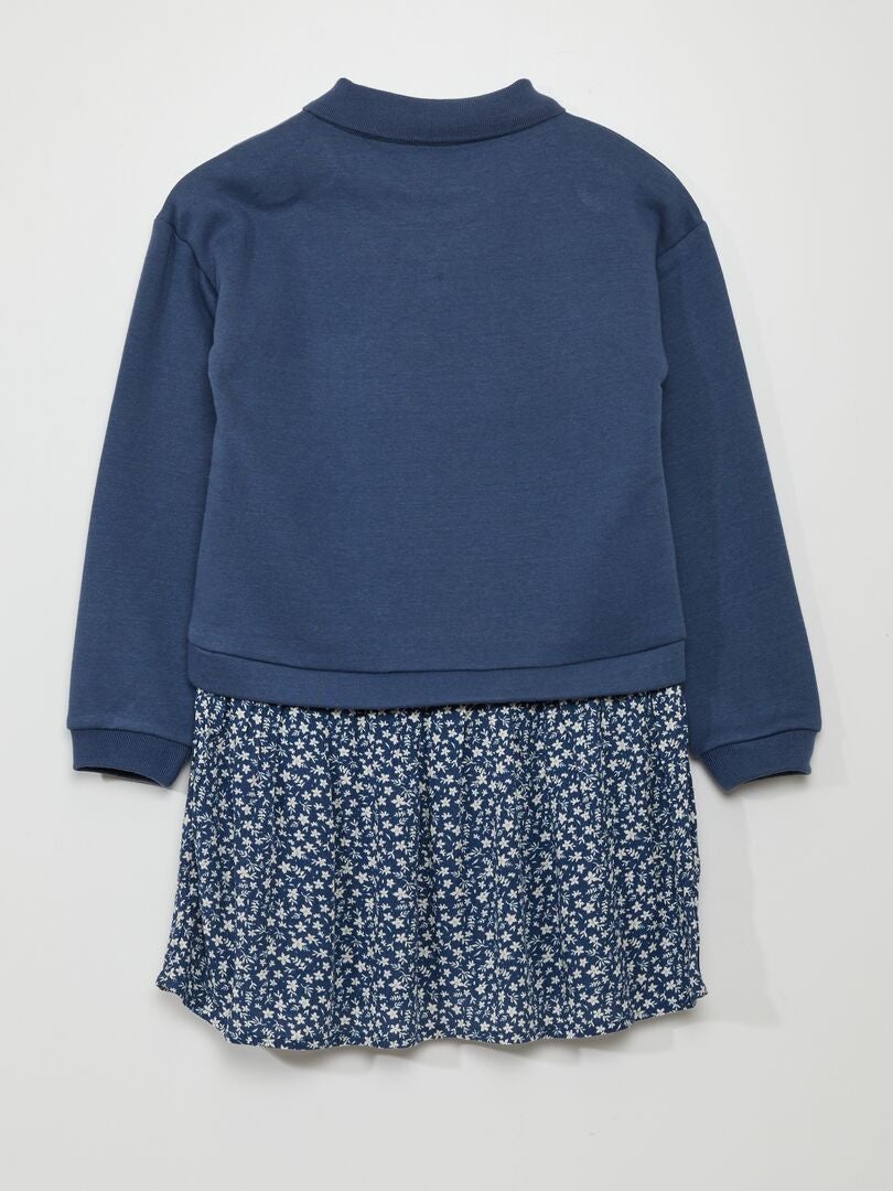 2-in-1 bedrukte sweatshirtjurk - BLAUW