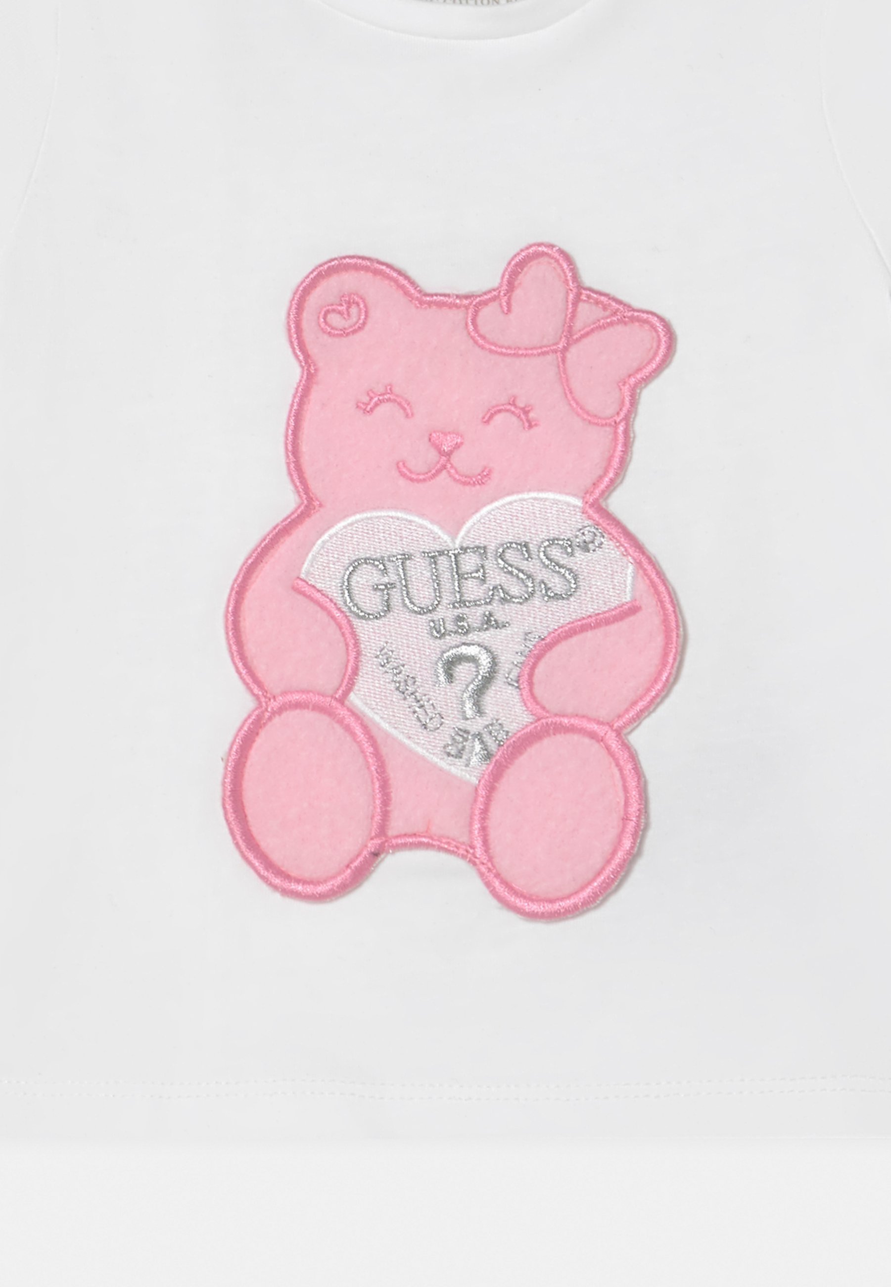 Guess TODDLER BEAR - Koszulka z nadrukiem - prawdziwa biel