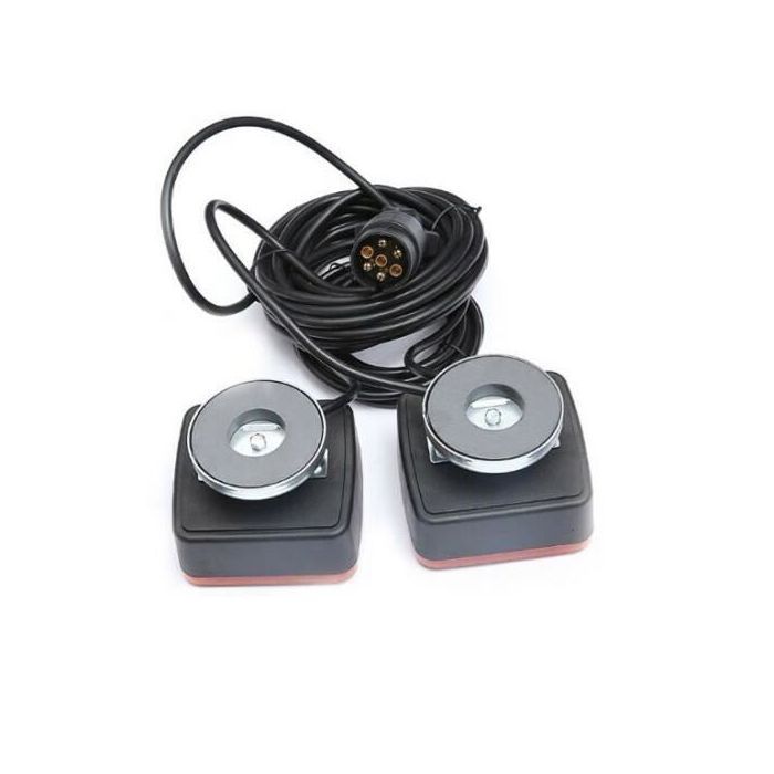 Juego de 2 luces traseras con base magnética, homologadas E11, 12 V, 4 funciones, cable de 7,5 m para remolque, tractor, camión, caravana.