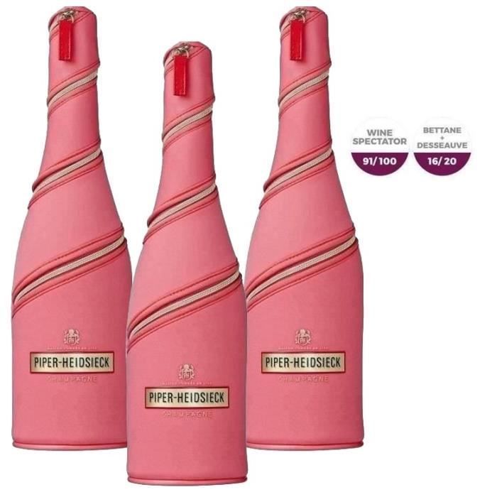 Champagne Piper Heidsieck Rosé Sauvage ave étui Jacket Dash - 75 cl x3