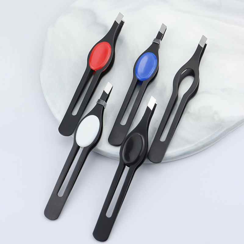 Pinzas depilatorias oblicuas para cejas, extractor de vello plano, acero inoxidable, tijeras para depilación, accesorios de maquillaje y belleza.
