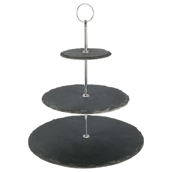 Patera kamienna czarna 3-piętrowa na ciastka ciasto 30 cm