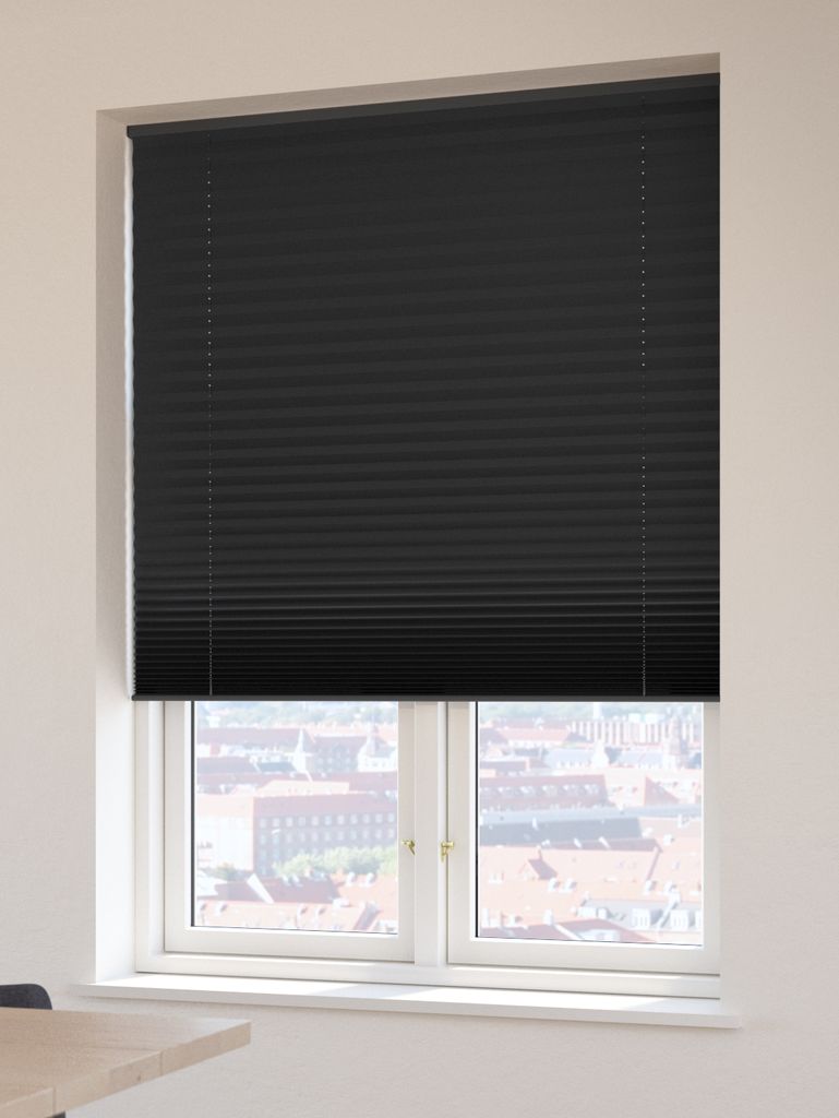 FYN plisirana zavesa 80x160 cm, zatemnljiva, brezžična, črna