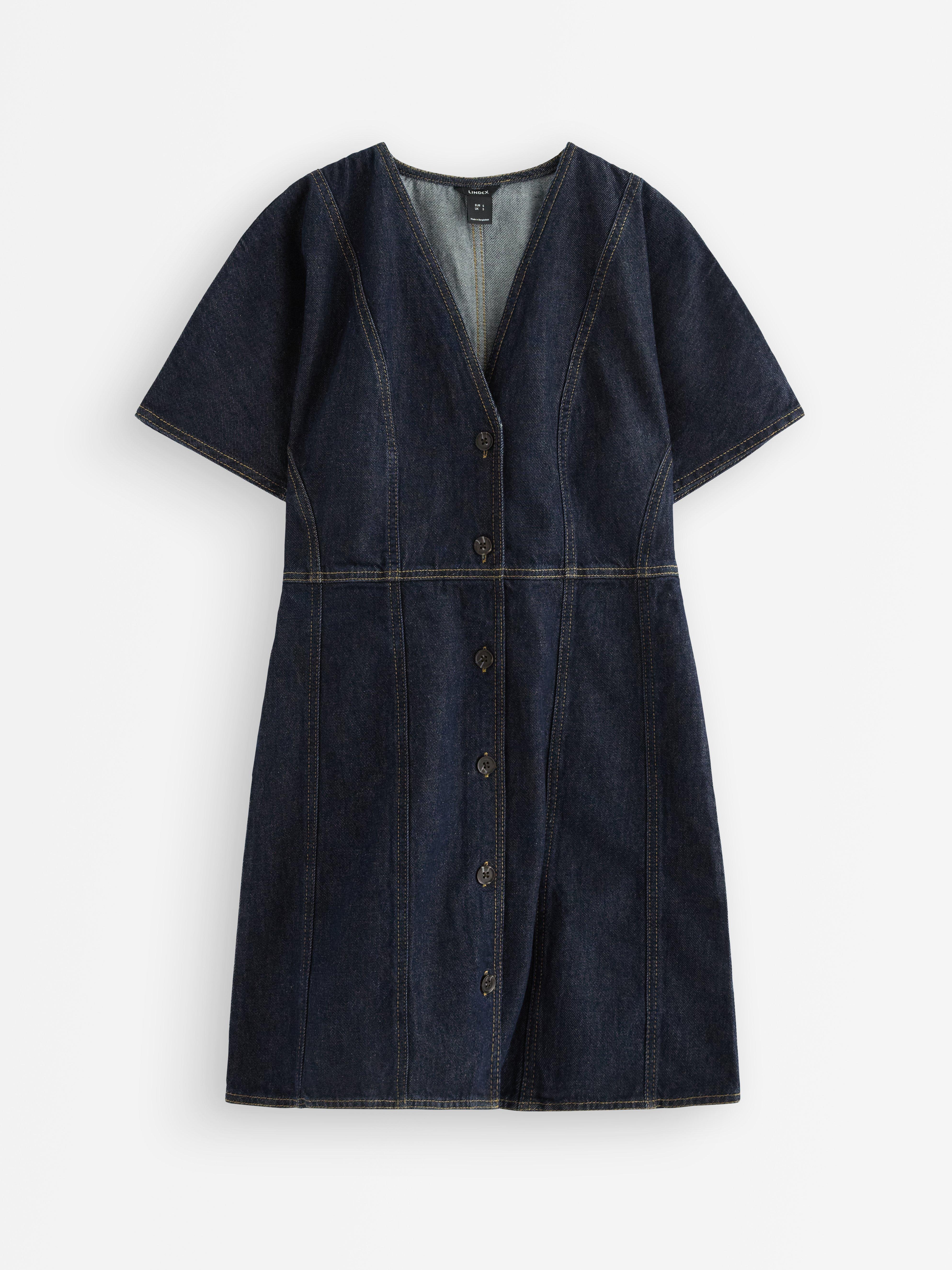Vestido curto jeans, jeans escuro.