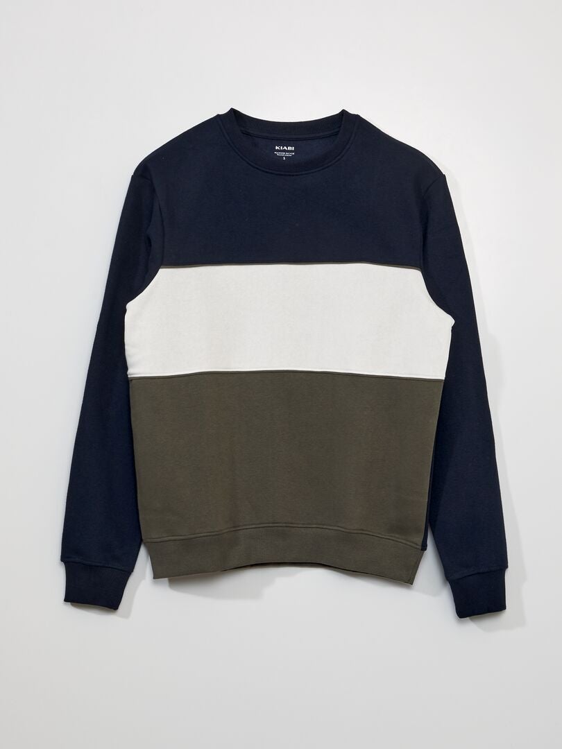 Bluza z blokami kolorów z polaru - KHAKI