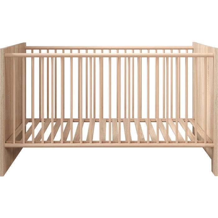 Conjunto para habitación infantil: Cuna de 70 x 140 cm + Cambiador OLIVIA - Roble - TREND TEAM