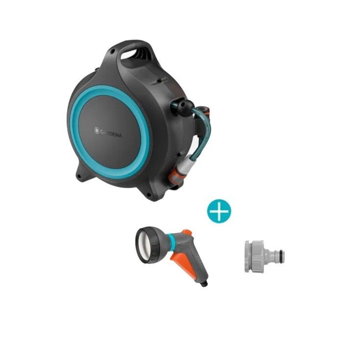 Portable automatic hose reel - GARDENA - MoveMatic - 12.5 m hose Ø 8.5 mm + 1.5 m connecting hose + spray gun