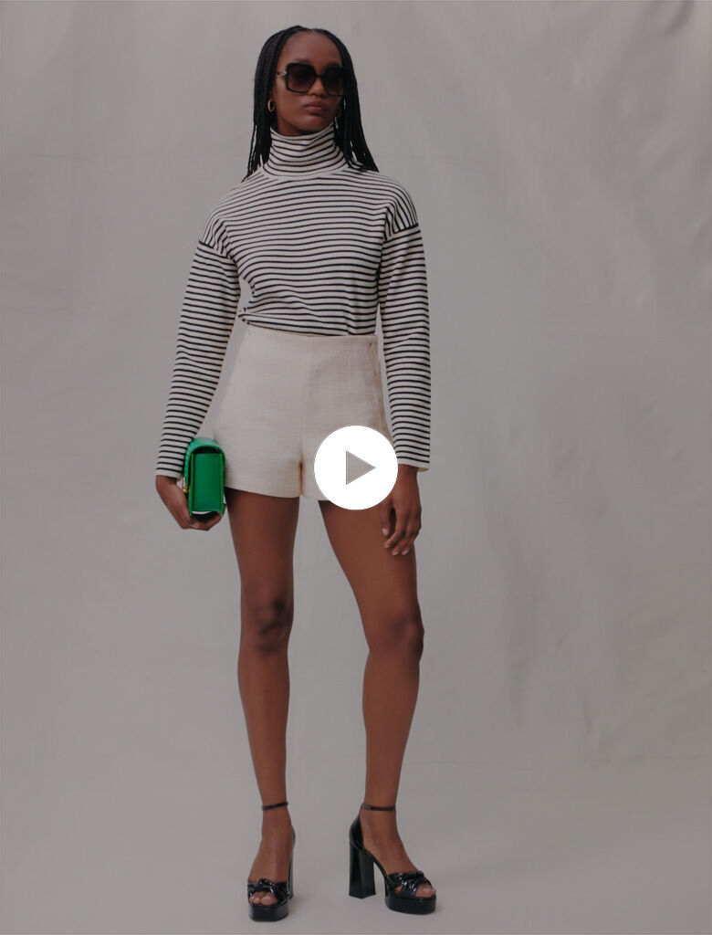 Tweed flared shorts - Raw
