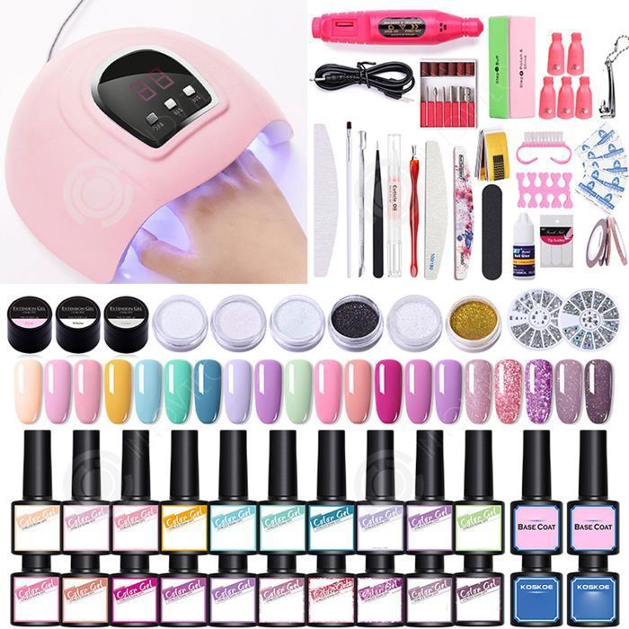 Kit vernis à gel - PAS - 54 pièces - Lampe 36W 18 LED - Multicolore