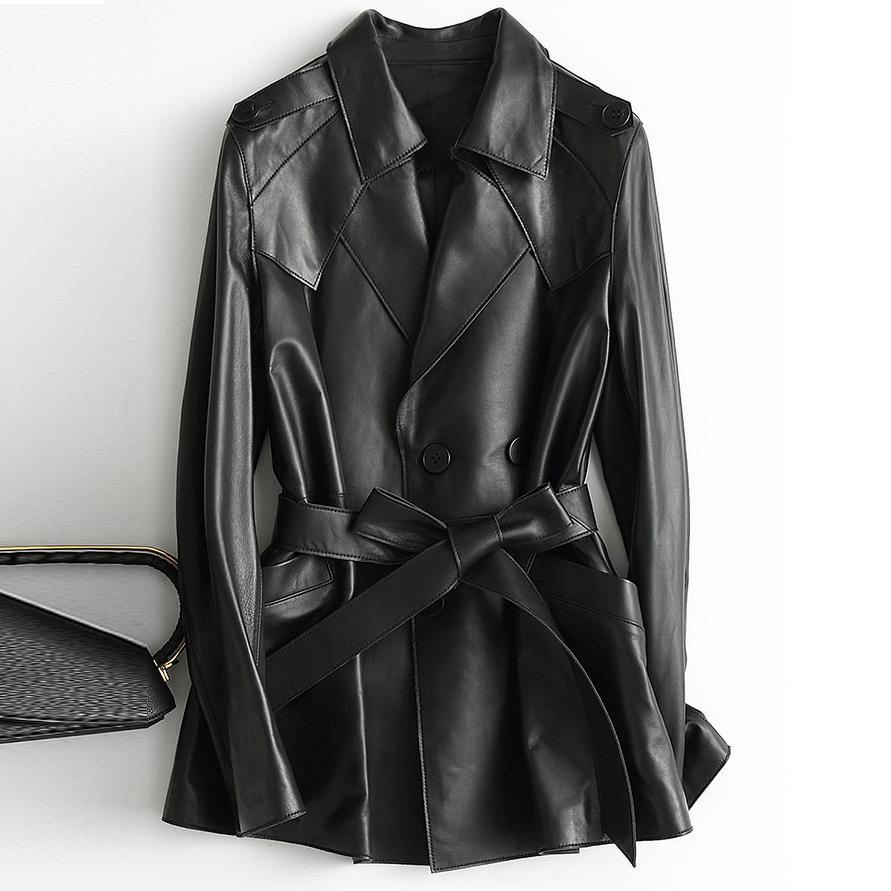 Nouvelle veste élégante en cuir véritable pour femme, style streetwear, collection printemps-automne, manteau en cuir et peau de mouton véritable, modèle A026