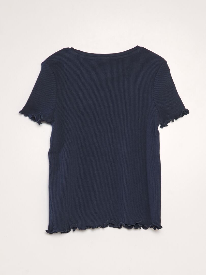 Geribbeld T-shirt - blauw