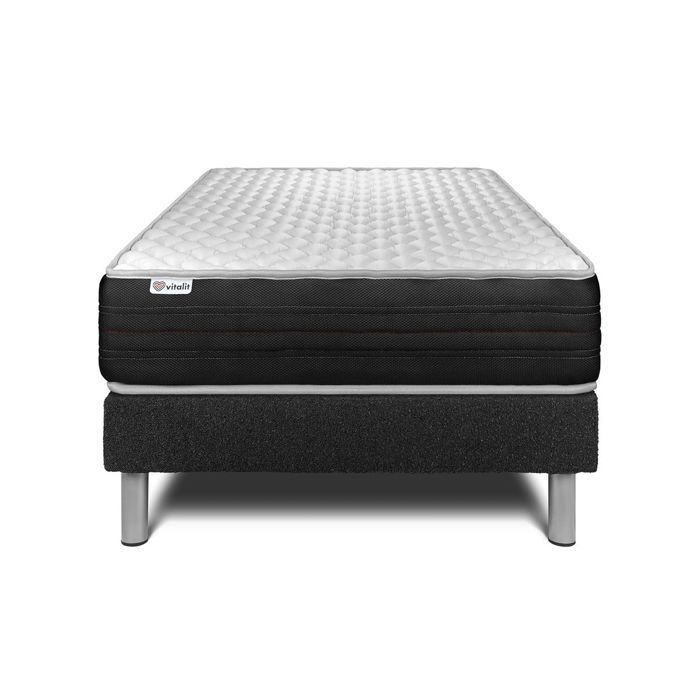 Mattress and Bed Base Set 90x200 cm - Black Bed Base (pre-assembled) - Vitalmemo One Black
