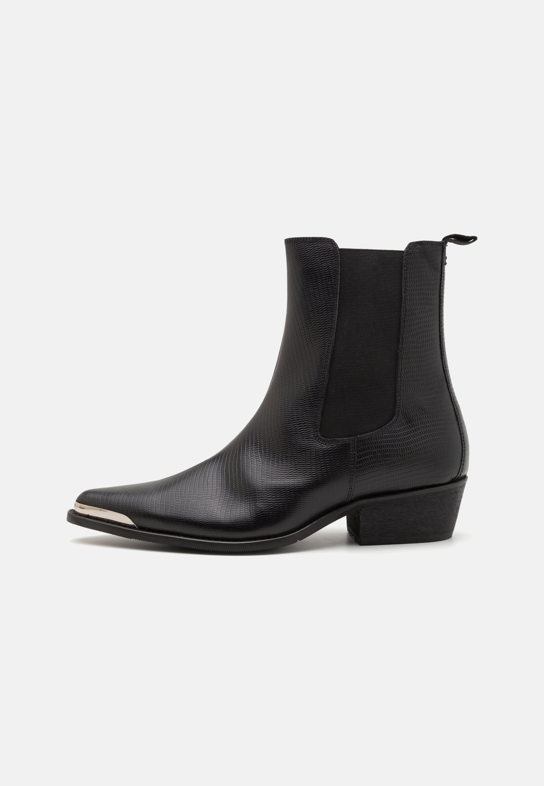 Zign Stivaletto unisex in pelle stile cowboy/biker - nero