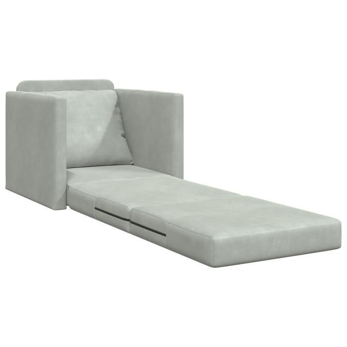 Sofá de chão Clarence*, sofá de canto/sofá - 2 posições - conversível em veludo 74x77x81 cm cinza claro EU458635