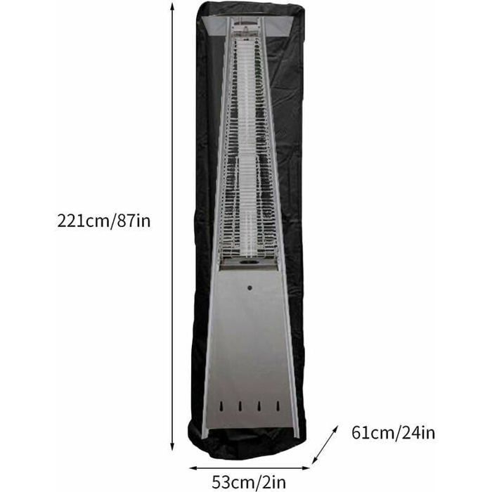 Funda para calefactor de exterior - PZCC - 221 x 53 x 61 cm - Impermeable - Resistente a los rayos UV - Resistente al desgarro