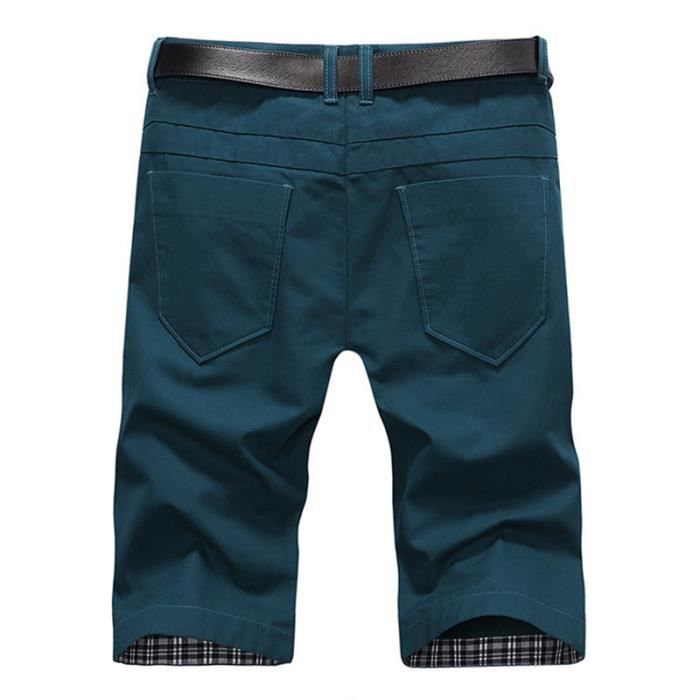 Men's Cargo Bermuda Shorts, Solid Color - Dark Green
