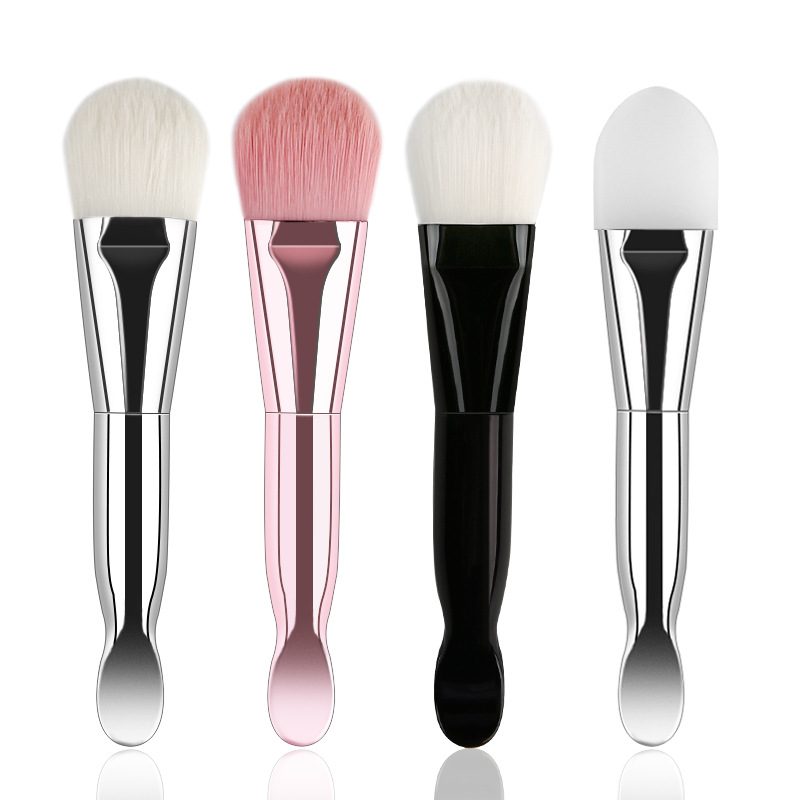 Brosse douce double embout pour masque facial, outil de soin du visage portable en forme d'éventail, outil de maquillage professionnel
