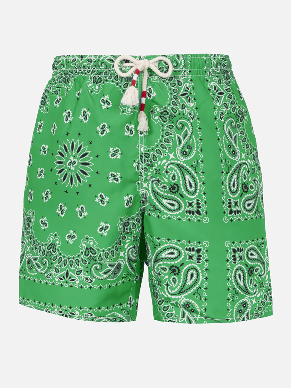 Heren zwempak met groene bandana-print
