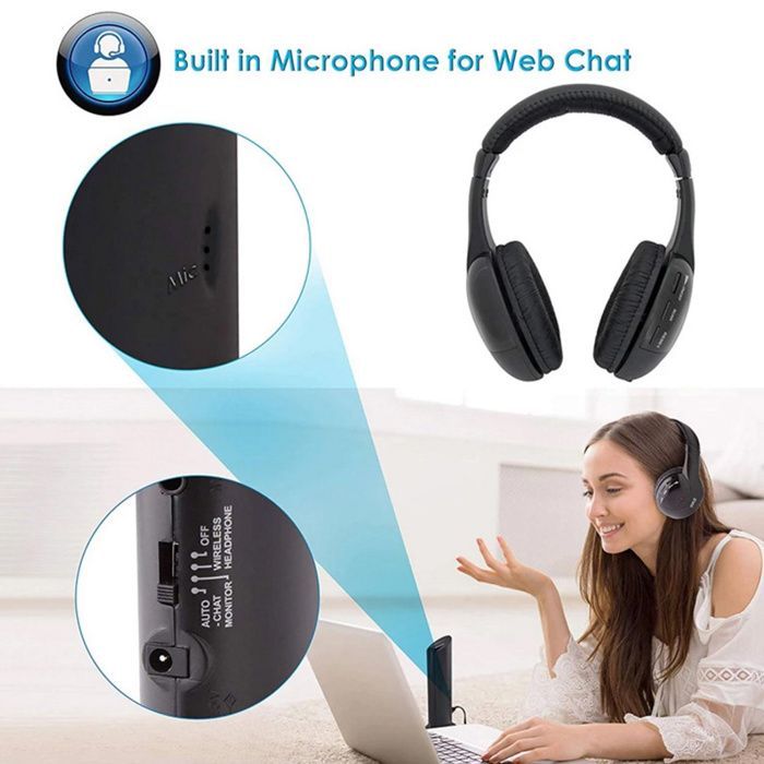 Casque radio sans fil mont sur la tte cinq en un TV TV ordinateur casque sans fil 1 pices. Label