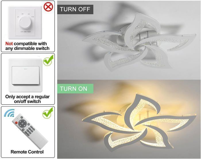 Plafoniera LED moderna, plafoniera LED Ganeed a forma di fiore dimmerabile per ufficio, soggiorno, sala da pranzo, corridoio, cucina, faretto a incasso a soffitto
