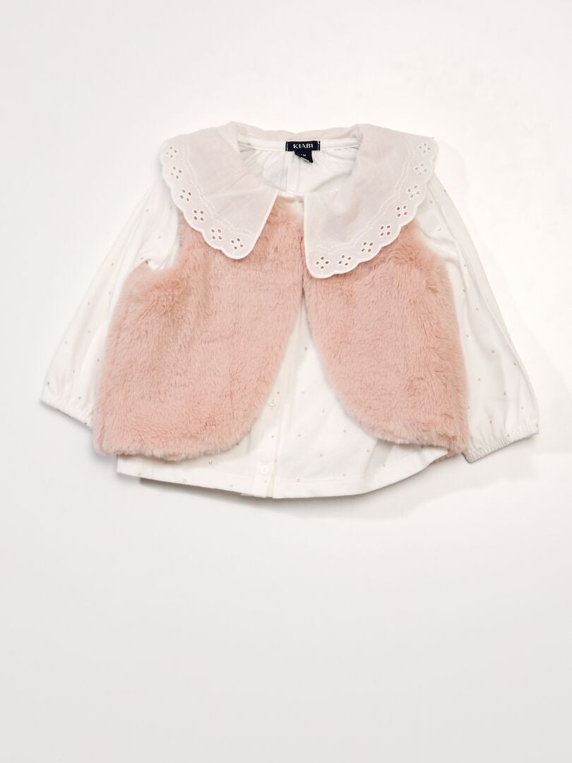 3-delige set: T-shirt, legging en vest - WIT