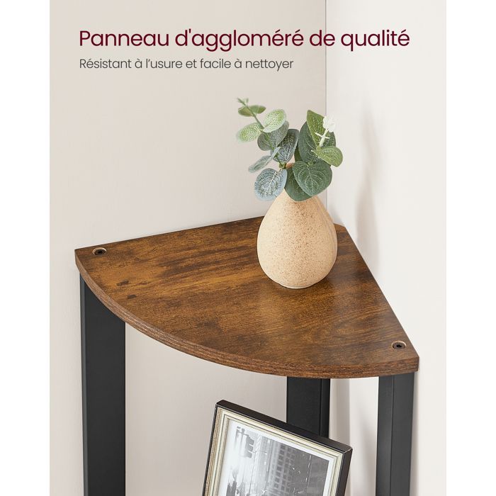 VASAGLE Corner Shelf, 4-Tier Bookshelf, Ladder Shelf, Plant Stand, with Steel Frame, Brown and Black
