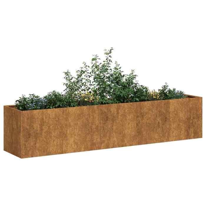 vidaXL Maceta oxidada 200x40x40 cm Acero inoxidable, Maceta, Soporte para plantas, Cama elevada, Soporte 860688