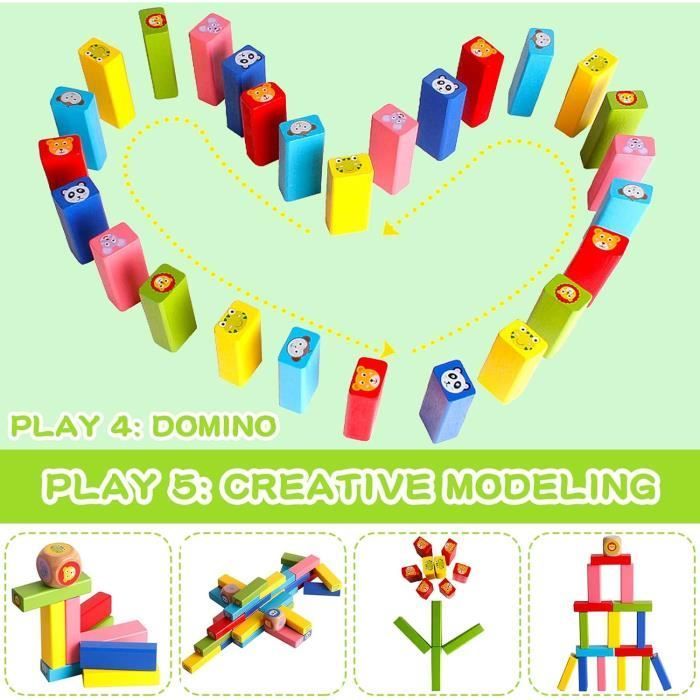 Jeu d'empilage de Tour en Bois - Montessori - 76 pièces - Jouet éducatif pour enfant