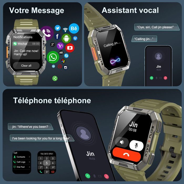 Smartwatch militare da uomo Blackview, display HD da 2,01
