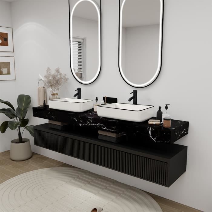 Square Countertop Washbasin with Faucet, Ceramic Bathroom Sink, Hand Basin, White Sink