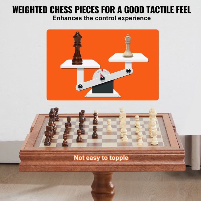 Set da gioco - DUOKU - 3 in 1 - Scacchiera in legno di Sapele - 45 cm - Per interni