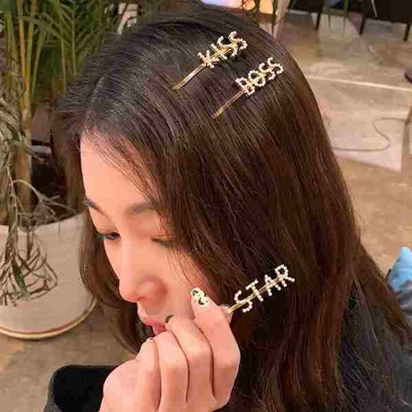 Envie Dames Haarspeld met Parel en Letters, Ster