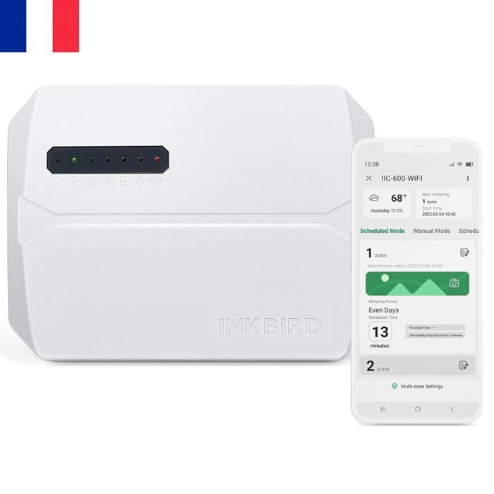 Inkbird Programmateur Arrosage WiFi 6 Voies, Minuterie Irrigation Intelligent Contrôleur Arrosage Automatique avec Contrôle APP