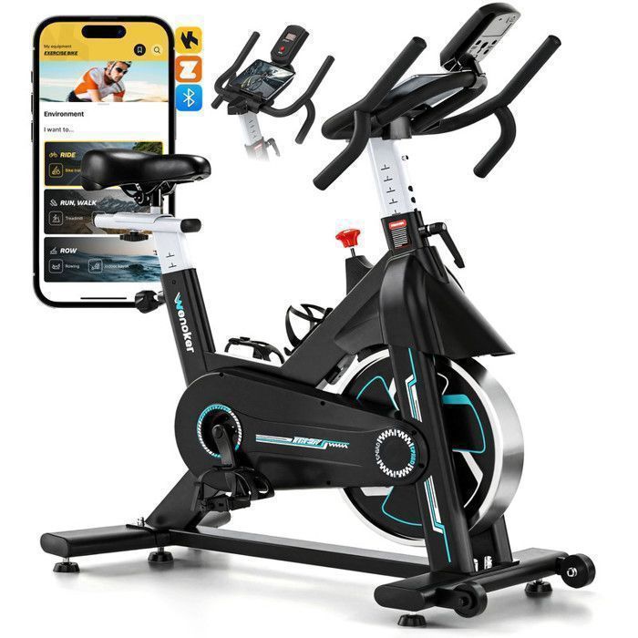 Wenoker hometrainer - App-compatibel - Verstelbare weerstand - Vliegwiel van 10 kg - LCD-scherm - Tablethouder