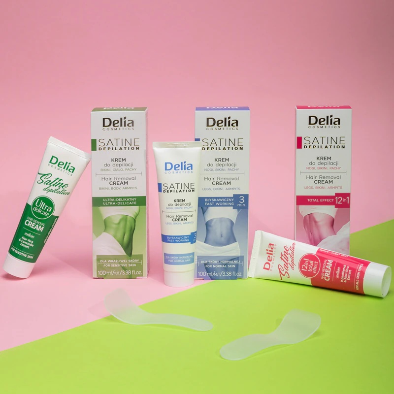 „Delia Cosmetics Satine Depilation“ itin švelnus plaukų šalinimo kremas jautriai odai