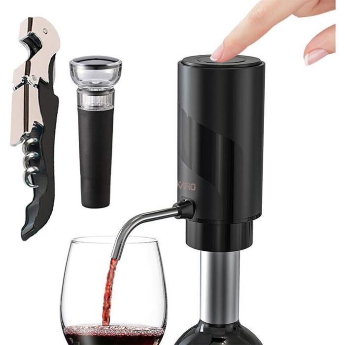 Rechargeable electric wine aerator with pourer, automatic decanter, corkscrew and vacuum stopper (set)